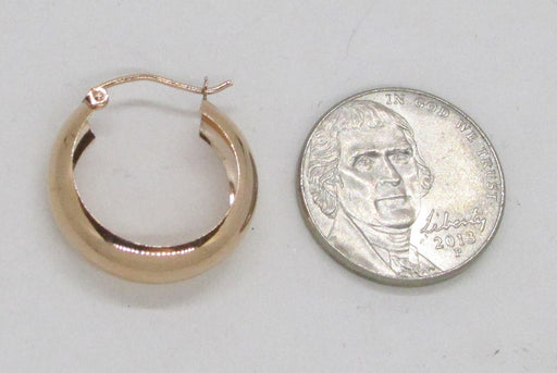 Medium 14K Rose Gold Tube Hoop Earrings w/ Flat Interior, .80 In (21mm) (2mm Tube) - LooptyHoops