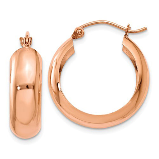 Medium 14K Rose Gold Tube Hoop Earrings w/ Flat Interior, .80 In (21mm) (2mm Tube) - LooptyHoops