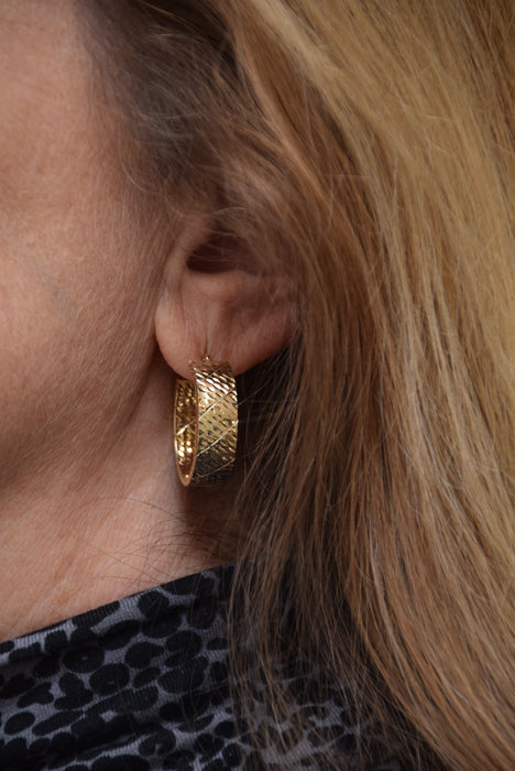 Kingsley Ryan Gold Plated tiny hexagon 8mm crystal hoop earrings in gold |  ASOS