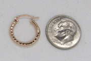 Small 14K Rose Gold Diamond Cut Tube Hoop Earrings, .60 In (15mm) (2mm Tube) - LooptyHoops