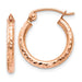 Small 14K Rose Gold Diamond Cut Tube Hoop Earrings, .60 In (15mm) (2mm Tube) - LooptyHoops