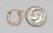 Small 14K Rose Gold Diamond Cut Tube Hoop Earrings, .50 In (13mm) (2mm Tube) - LooptyHoops
