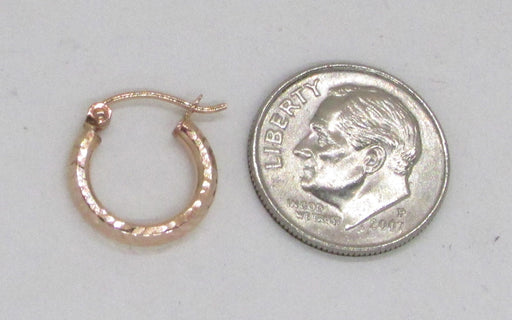 Small 14K Rose Gold Diamond Cut Tube Hoop Earrings, .50 In (13mm) (2mm Tube) - LooptyHoops