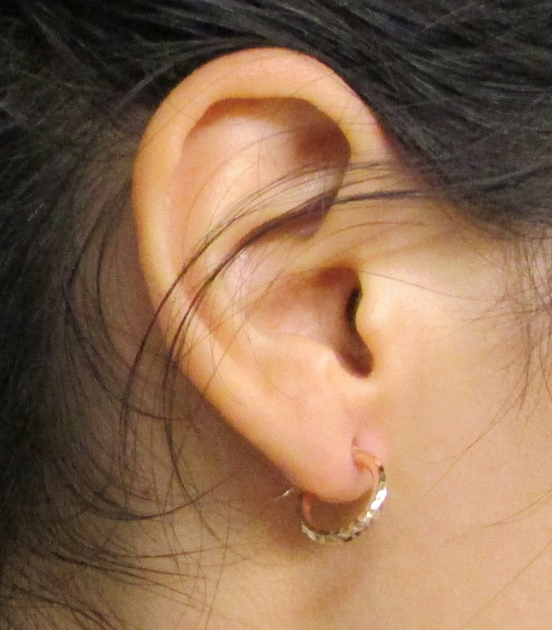 Small 14K Rose Gold Diamond Cut Tube Hoop Earrings, .50 In (13mm) (2mm Tube) - LooptyHoops