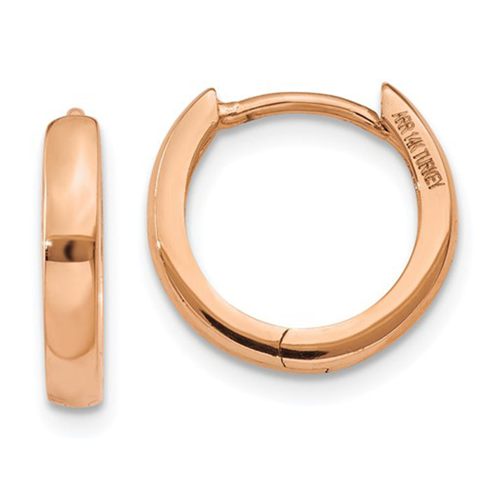 14K Rose Gold Hinged Huggie Hoop Earrings (1.8mm Wide), 11mm - LooptyHoops