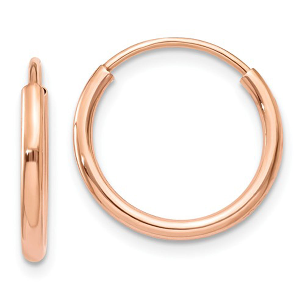 Real 14K Rose Gold Round Endless Hoop Earrings - 12mm, Nickel-Free, Handmade For Women 9 thumbnail image