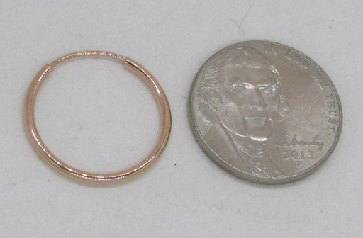 14K Rose Gold Continuous Endless Hoop Earrings, .80 In (20mm) (1.5mm Tube) - LooptyHoops