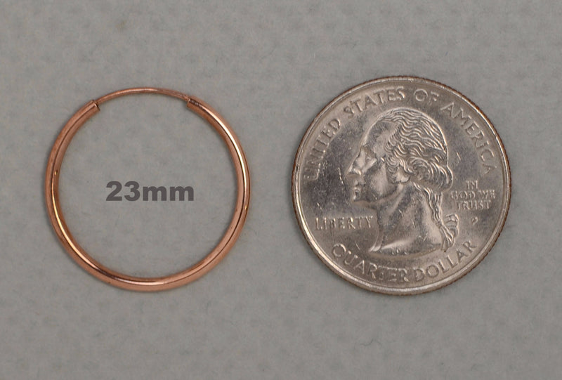 14k Rose Gold Continuous Endless Hoop Earrings (1.5mm), All Sizes - LooptyHoops