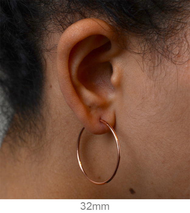 14k Rose Gold Continuous Endless Hoop Earrings (1.5mm), All Sizes - LooptyHoops