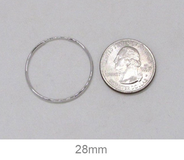 14K White Gold Continuous Endless Hoop Earrings (1.2mm), All Sizes - LooptyHoops