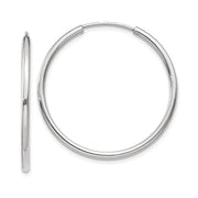 14K White Gold Continuous Endless Hoop Earrings (1.2mm), All Sizes - LooptyHoops