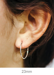 14K White Gold Continuous Endless Hoop Earrings (1.2mm), All Sizes - LooptyHoops