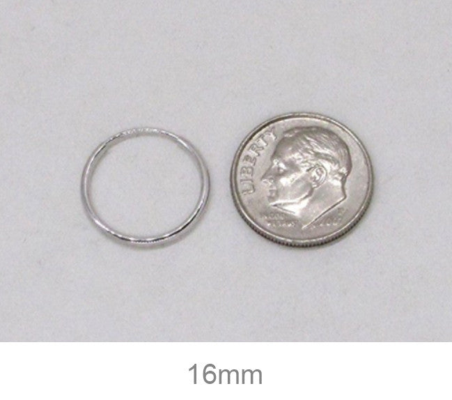14K White Gold Continuous Endless Hoop Earrings (1.2mm), All Sizes - LooptyHoops