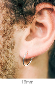 14K White Gold Continuous Endless Hoop Earrings (1.2mm), All Sizes - LooptyHoops