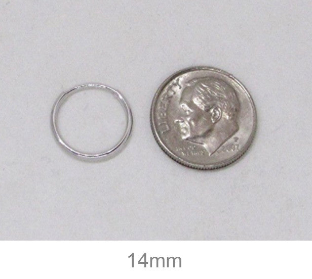 14K White Gold Continuous Endless Hoop Earrings (1.2mm), All Sizes - LooptyHoops