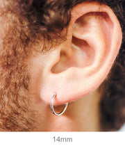 14K White Gold Continuous Endless Hoop Earrings (1.2mm), All Sizes - LooptyHoops