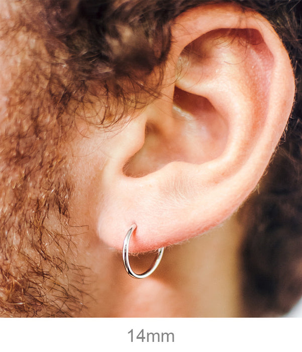 14K White Gold Continuous Endless Hoop Earrings (1.2mm), All Sizes - LooptyHoops