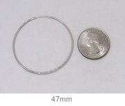 14K White Gold Continuous Endless Hoop Earrings (1.2mm), All Sizes - LooptyHoops