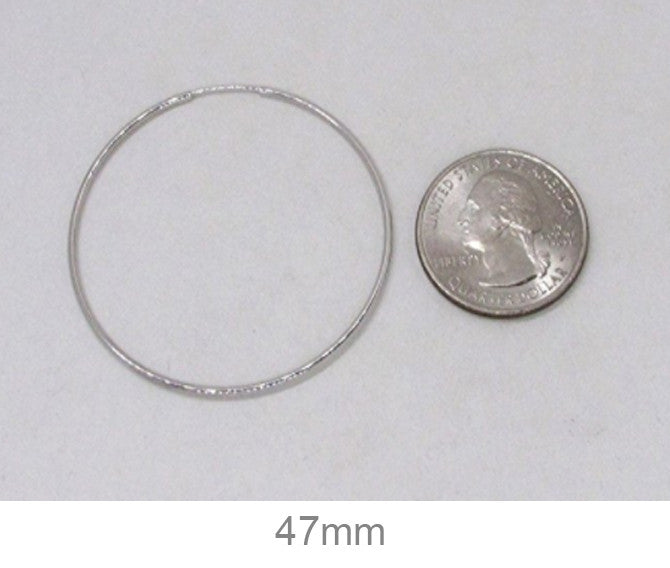 14K White Gold Continuous Endless Hoop Earrings (1.2mm), All Sizes - LooptyHoops