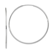14K White Gold Continuous Endless Hoop Earrings (1.2mm), All Sizes - LooptyHoops