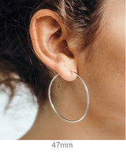 14K White Gold Continuous Endless Hoop Earrings (1.2mm), All Sizes - LooptyHoops