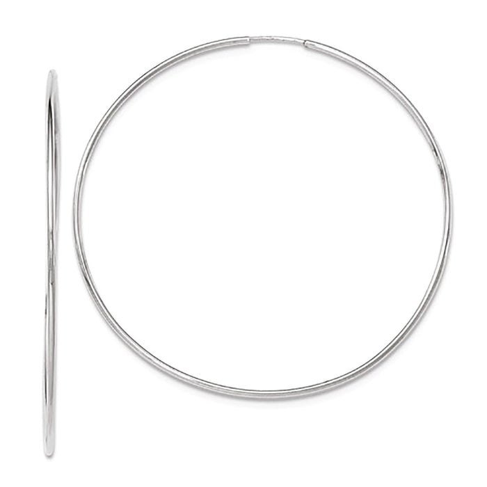 Large 14K White Gold Continuous Endless Hoop Earrings