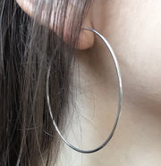Large 14K White Gold Continuous Endless Hoop Earrings, 2.4 Inches (1.2mm Tube) - LooptyHoops
