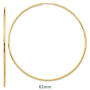 14k Yellow Gold Endless Hoop Earrings (1.2mm Tube), Extra Large Sizes - LooptyHoops