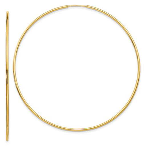 14k Yellow Gold Endless Hoop Earrings (1.2mm Tube), Extra Large Sizes - LooptyHoops