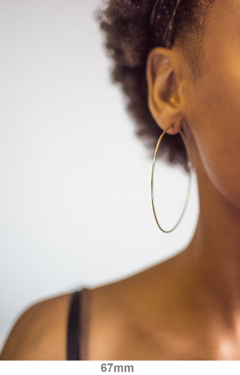 14k Yellow Gold Endless Hoop Earrings (1.2mm Tube), Extra Large Sizes - LooptyHoops