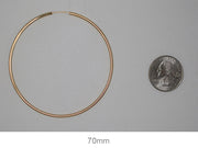 Large 14K Yellow Gold Continuous Endless Hoop Earrings, 2.75 In (70mm) (2mm Tube) - LooptyHoops