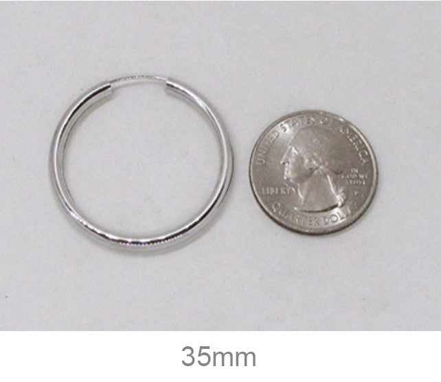 14k White Gold Endless Hoop Earrings (3mm), All Sizes - LooptyHoops