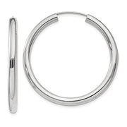 14k White Gold Endless Hoop Earrings (3mm), All Sizes - LooptyHoops