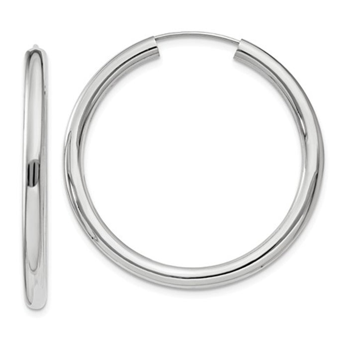 14k White Gold Endless Hoop Earrings (3mm), All Sizes - LooptyHoops