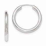 14k White Gold Endless Hoop Earrings (3mm), All Sizes - LooptyHoops