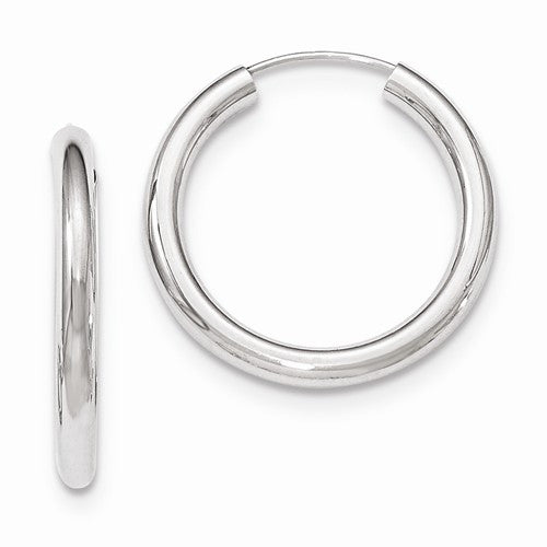 14k White Gold Endless Hoop Earrings (3mm), All Sizes - LooptyHoops