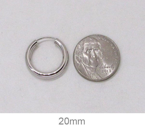 14k White Gold Endless Hoop Earrings (3mm), All Sizes - LooptyHoops