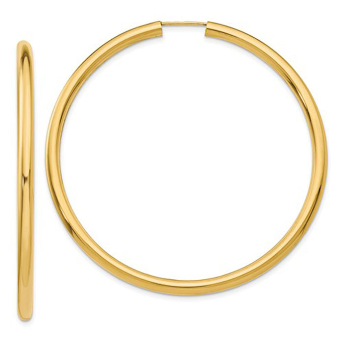 Large 14K Yellow Gold Thick Continuous Endless Hoop Earrings