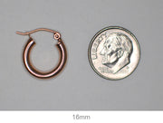 Small 14K Rose Gold Thick Tube Hoop Earrings, 16mm (3mm Tube) - LooptyHoops