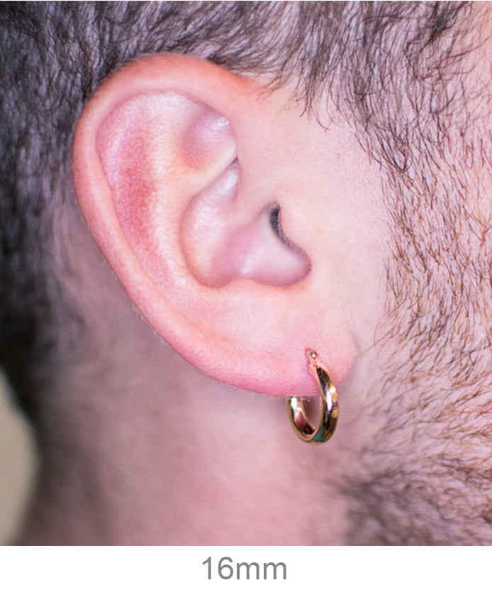 Small 14K Rose Gold Thick Tube Hoop Earrings, 16mm (3mm Tube) - LooptyHoops