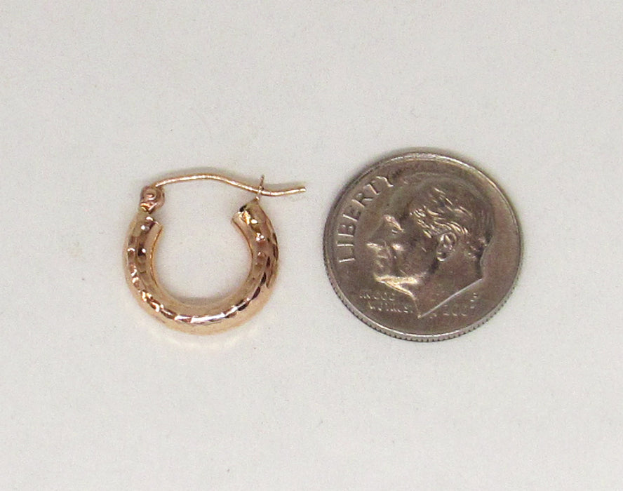 14k Rose Gold Thick Diamond Cut Hoop Earrings (3mm Thick), All Sizes - LooptyHoops
