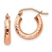 14k Rose Gold Thick Diamond Cut Hoop Earrings (3mm Thick), All Sizes - LooptyHoops