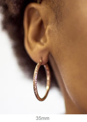 14k Rose Gold Thick Diamond Cut Hoop Earrings (3mm Thick), All Sizes - LooptyHoops