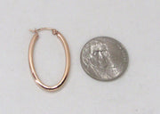 14K Rose Gold Oval Hoop Earrings w/ Square Tube, 1.2 In (31mm) (2mm Tube) - LooptyHoops