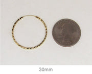 14K Yellow Gold Diamond Cut Square Tube Continuous Endless Hoop Earrings (1.35mm), All Sizes - LooptyHoops