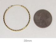 14K Yellow Gold Diamond Cut Square Tube Continuous Endless Hoop Earrings (1.35mm), All Sizes - LooptyHoops