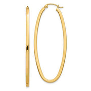 14K Yellow Gold Oval Hoop Earrings w/ Square Tube, All Sizes - LooptyHoops