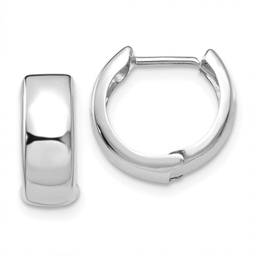 14k White Gold Hinged Huggie Hoop Earrings (5mm), 1/2 inch (13mm) - LooptyHoops