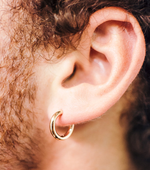 Small 14K Rose Gold Hinged Huggie Hoop Earrings, .60 In (15mm) (2.5mm Tube) - LooptyHoops