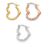 14K Gold Heart Shaped Hoop Earrings (2mm Thick), 16mm-20mm - LooptyHoops
